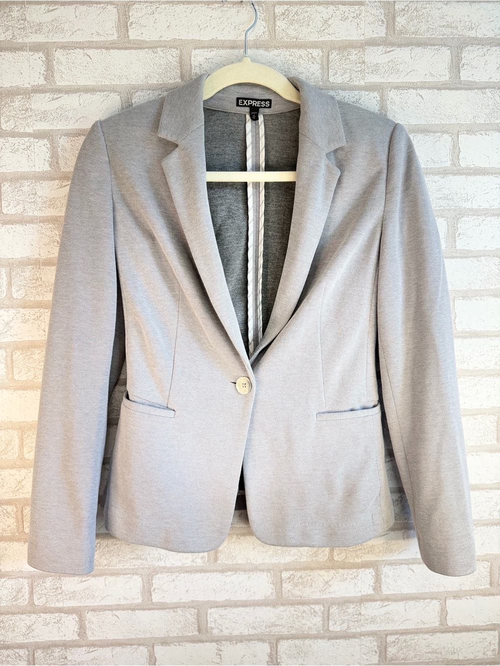 Express Light Gray Single-Button Women's Blazer